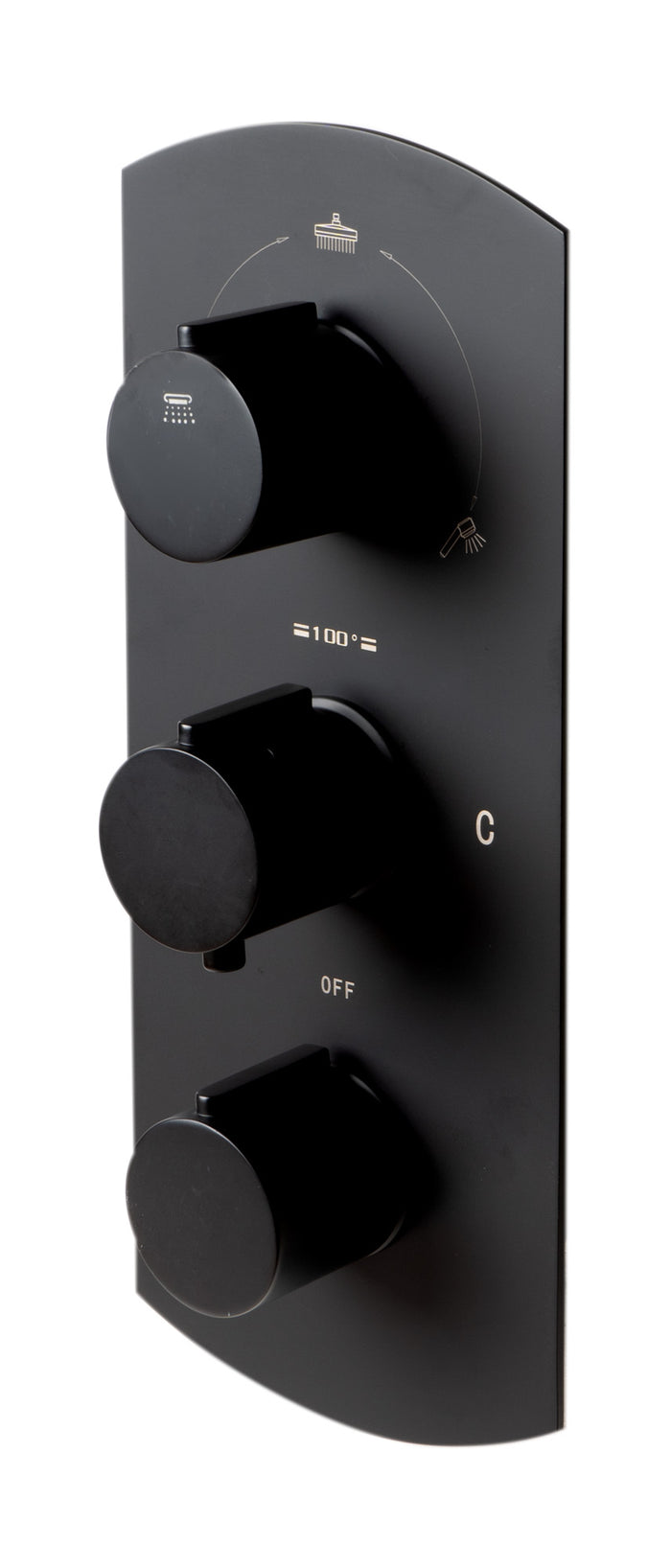 ALFI AB4001-BM Black Matte 3-Way Thermostatic Valve Shower Mixer Round Knobs