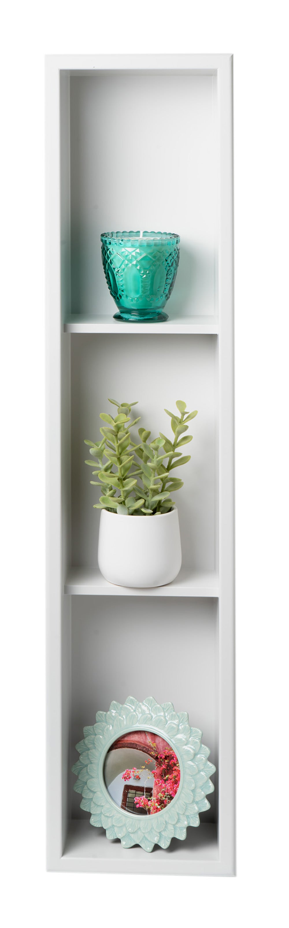 ALFI ABNC0836-W 8" x 36" White Matte Stainless Steel Vertical Triple Shelf Bath Shower Niche