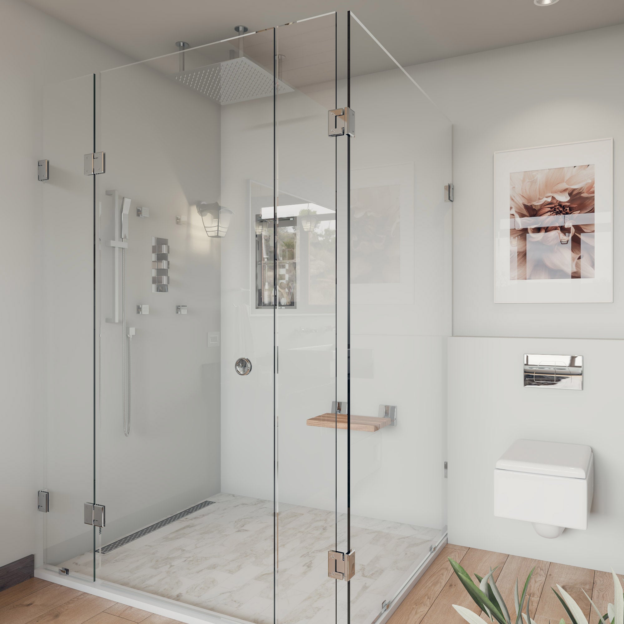ALFI ABLD36C 36" Modern Stainless Steel Linear Shower Drain with Groove Holes