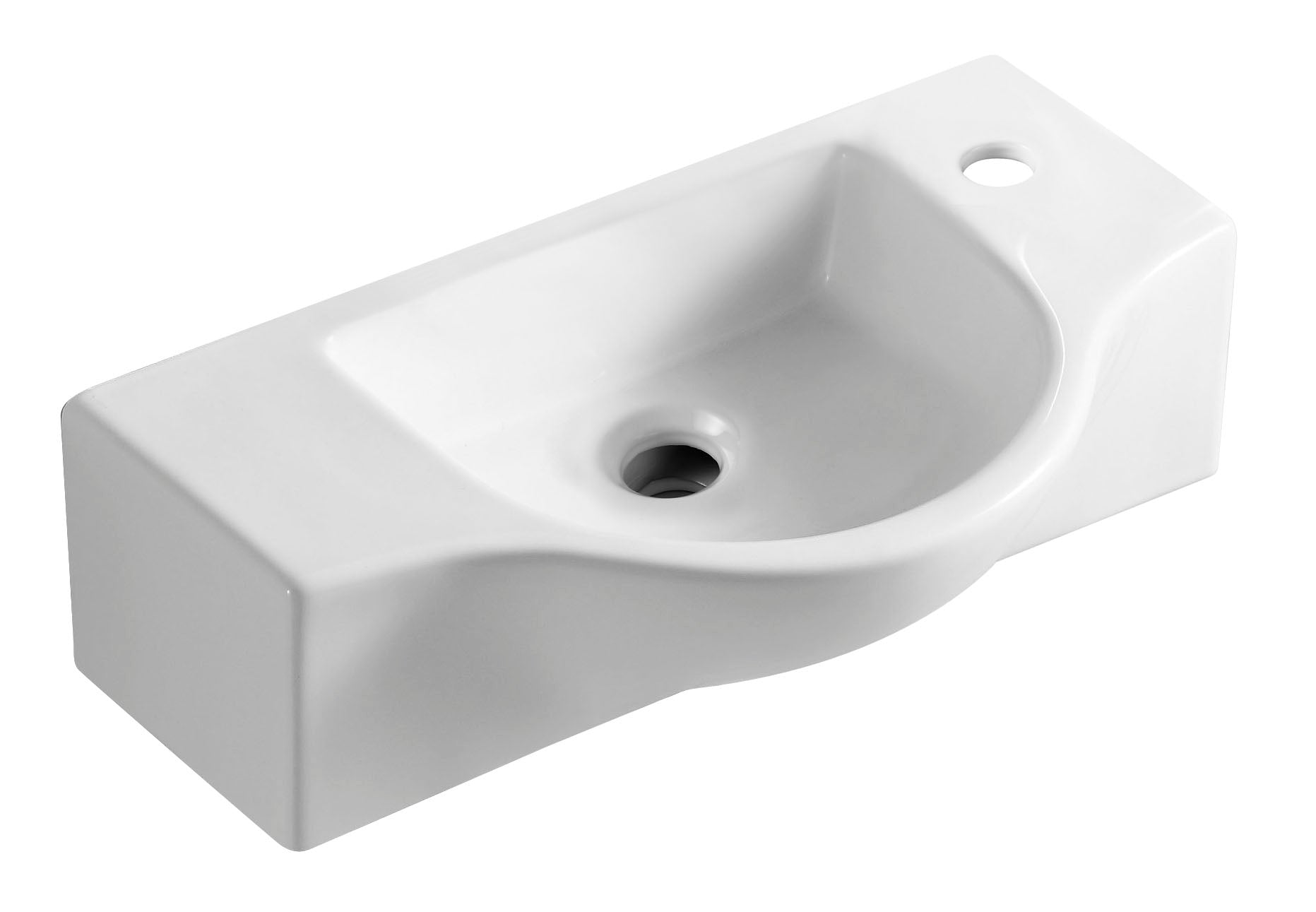 ALFI ABC114 White 18" Small Wall Mounted Ceramic Sink with Faucet Hole