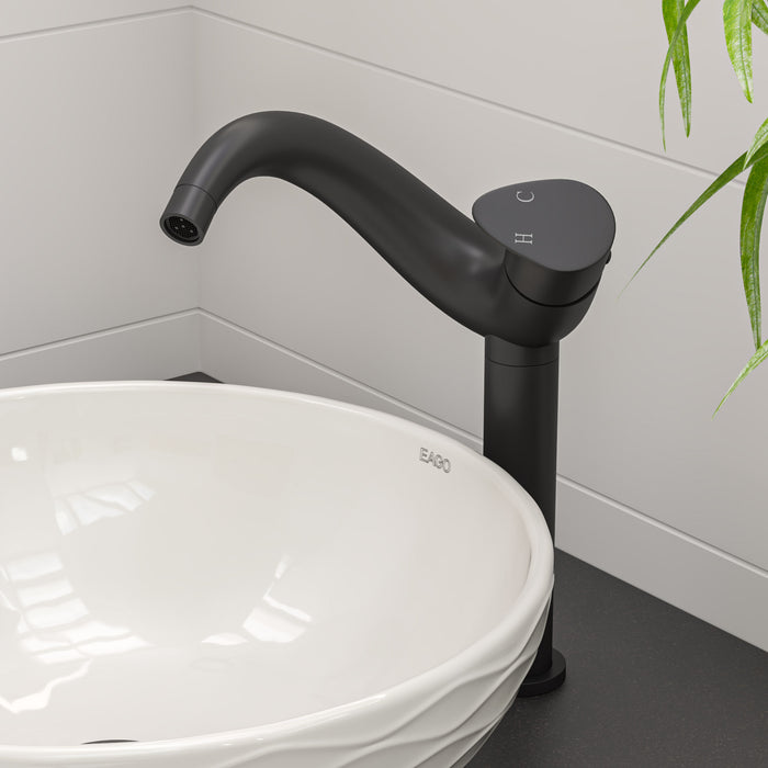 ALFI AB1570-BM Black Matte Tall Wave Single Lever Bathroom Faucet