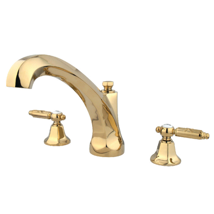 Kingston Brass KS4322GL Georgian Two-Handle Deck Mount Roman Tub Faucet, Polished Brass