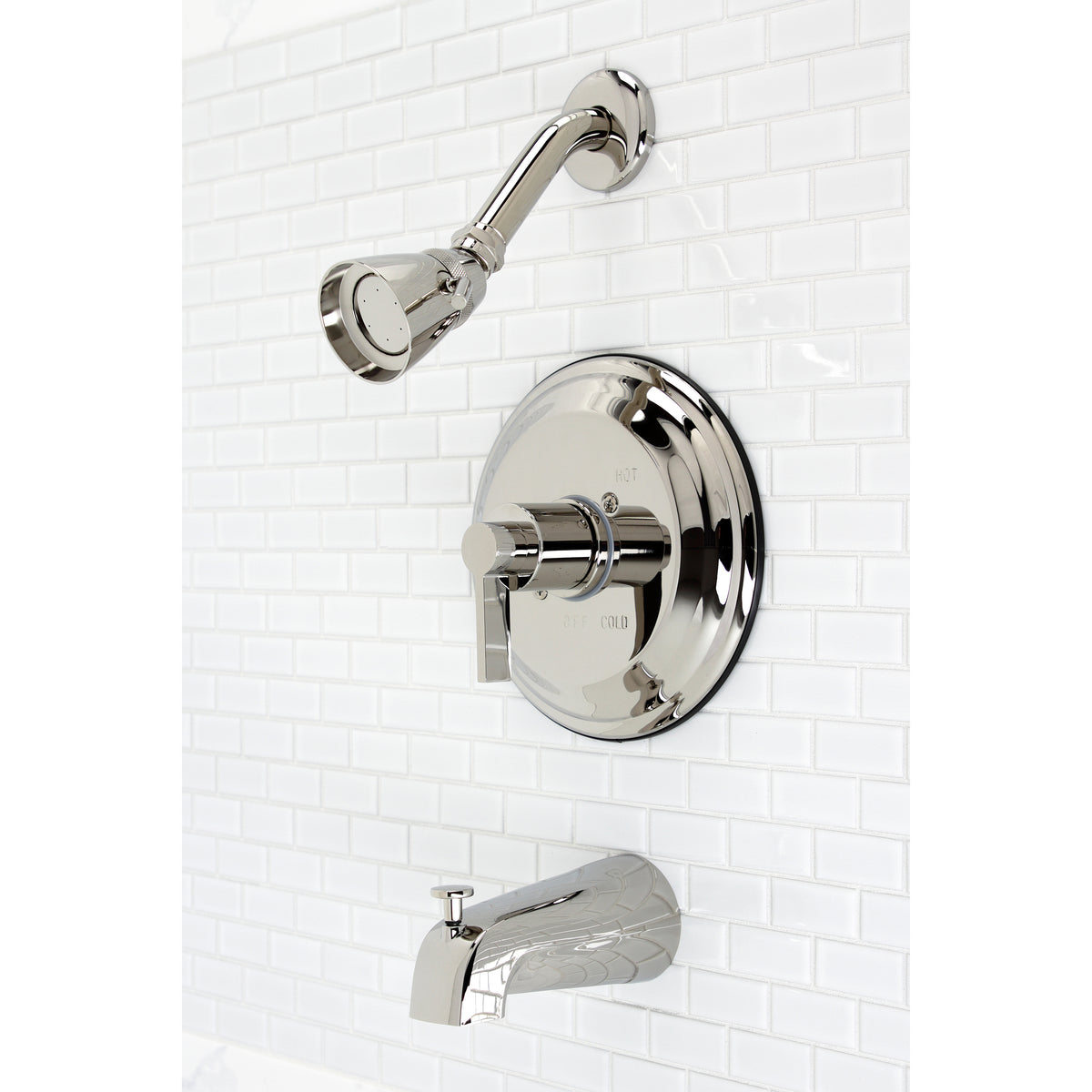 Kingston Brass KB3636NDL NuvoFusion Single-Handle Pressure Balanced Tub and Shower Faucet, Polished Nickel