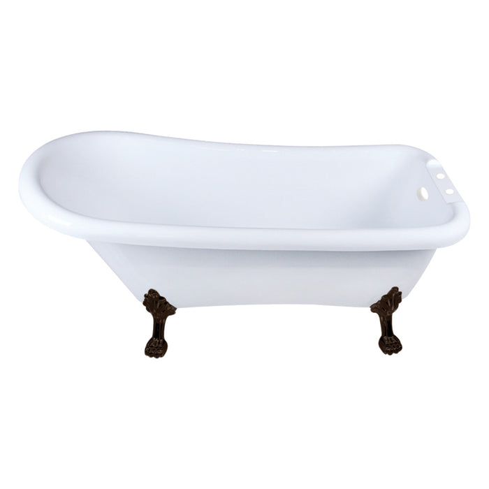 Aqua Eden VT7DE672826WAC5 67" Acrylic Classic Flat-Rim Single Slipper Clawfoot Tub (7" Faucet Drillings), Glossy White/Oil Rubbed Bronze