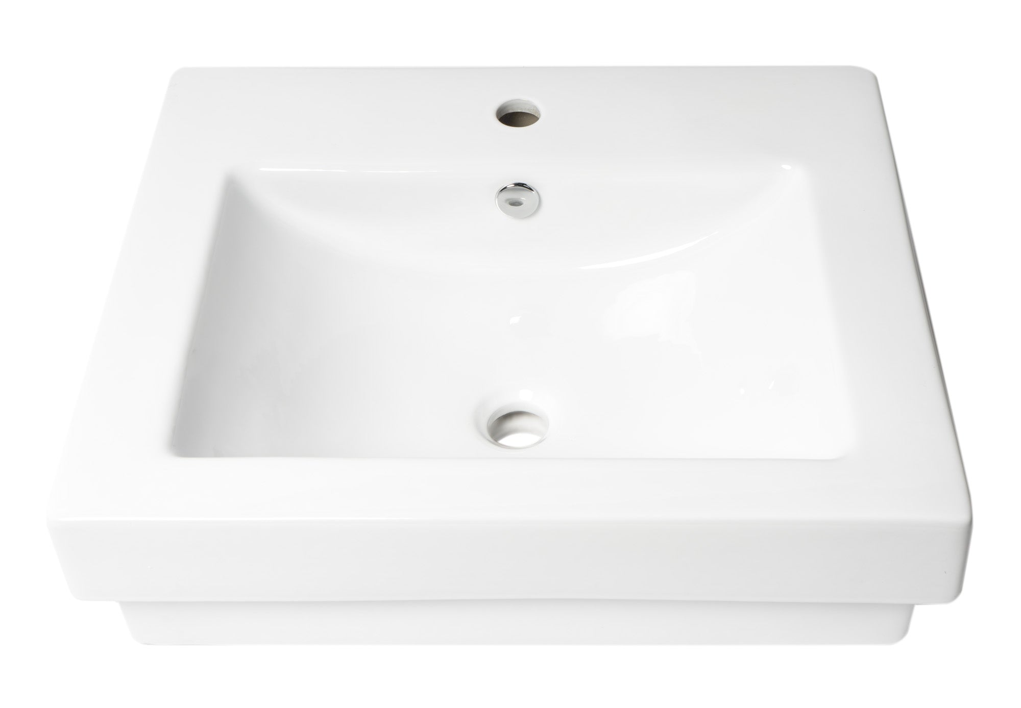 ALFI ABC701 White 24" Rectangular Semi Recessed Ceramic Sink with Faucet Hole