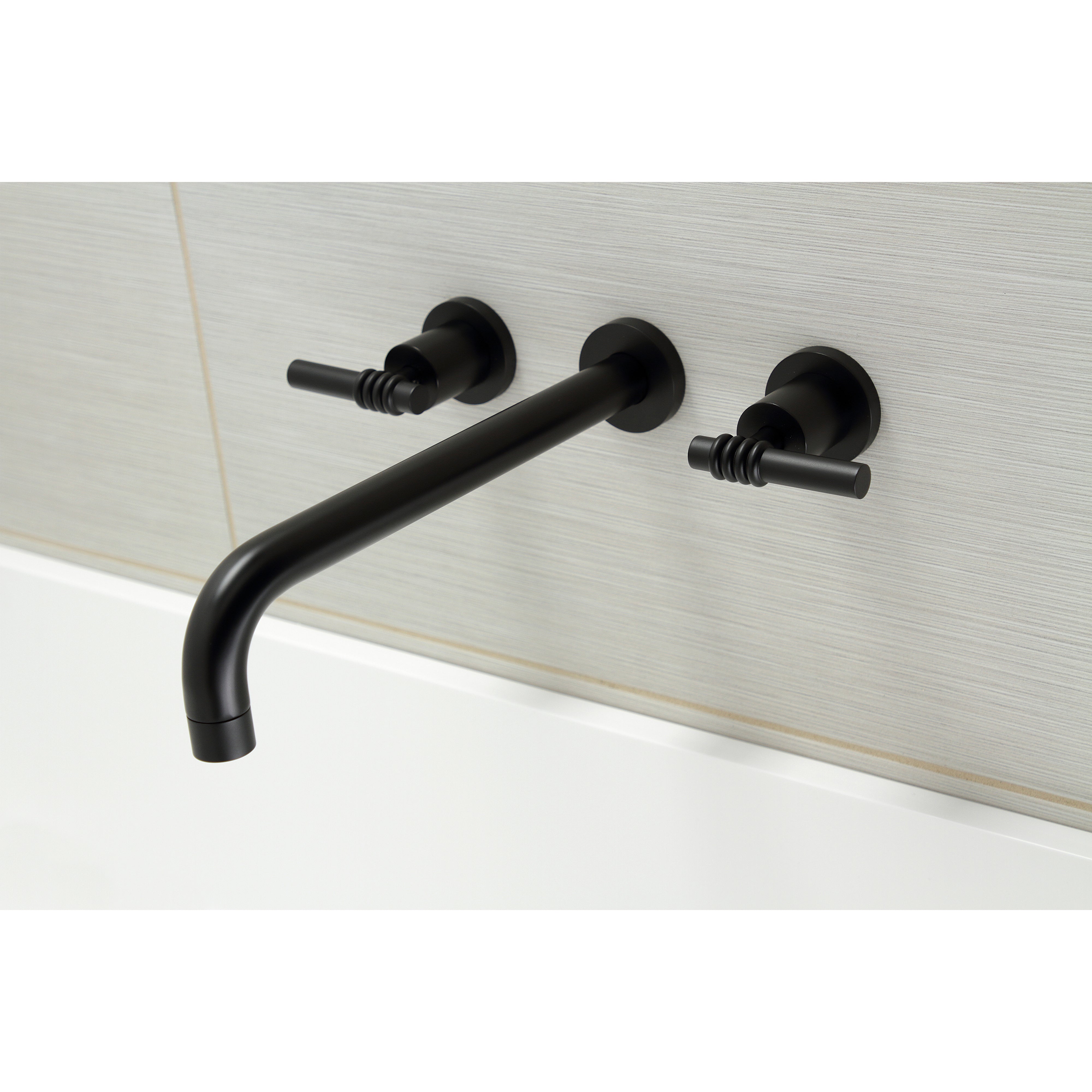 Kingston Brass KS8050ML Milano Two-Handle Wall Mount Roman Tub Faucet, Matte Black