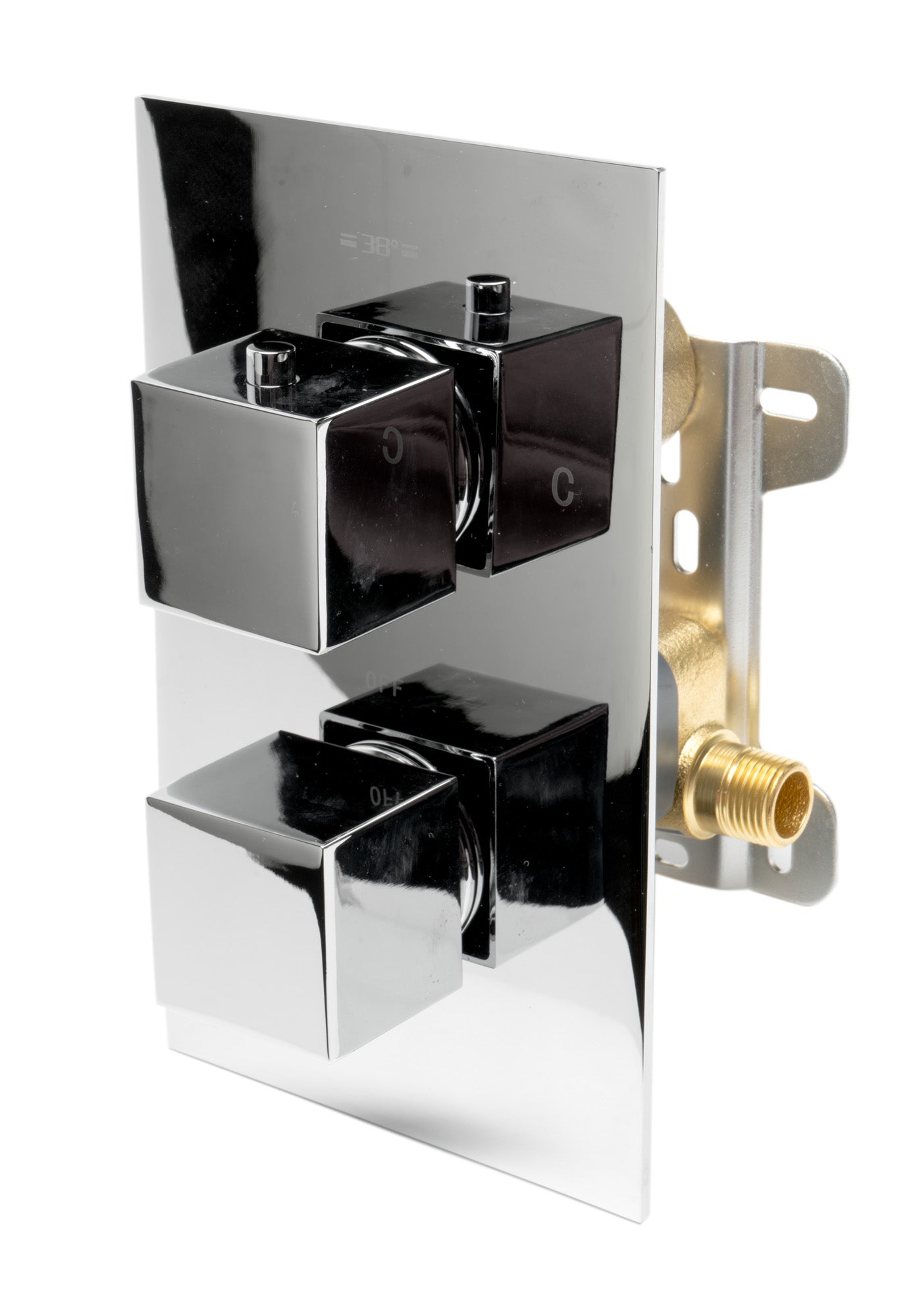 ALFI AB2601-PC Polished Chrome Square Knob 1 Way Thermostatic Shower Mixer