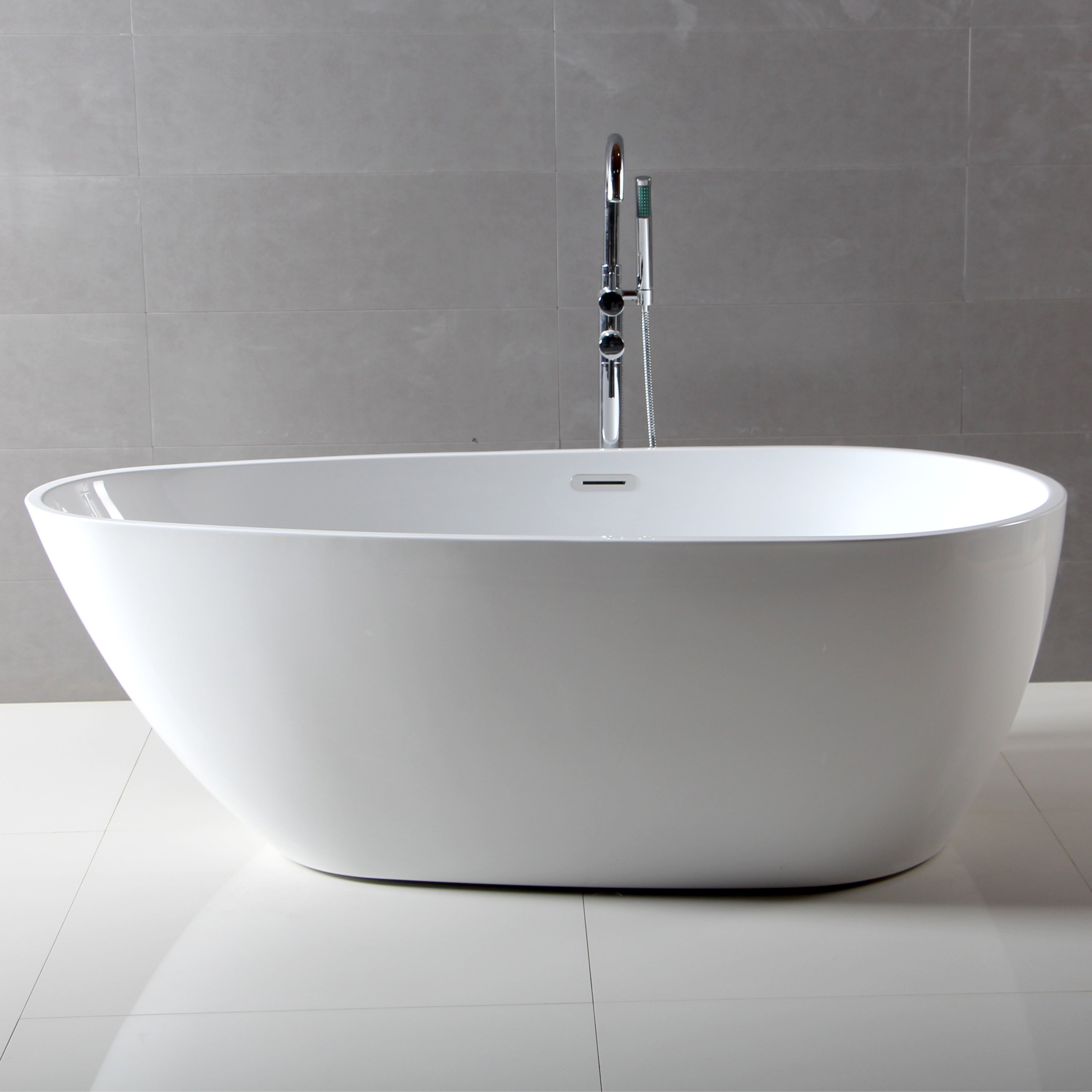 ALFI AB8861 59 inch White Oval Acrylic Free Standing Soaking Bathtub