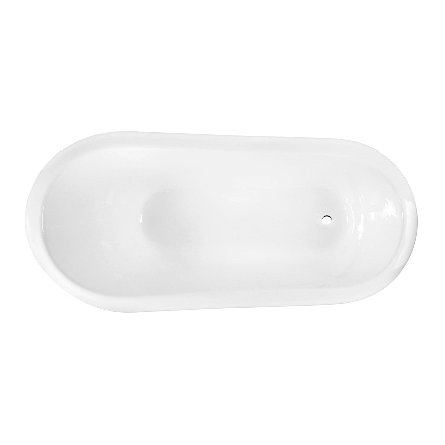 Aqua Eden VCTND673122ZB1 67" Cast Iron Oval Single Slipper Clawfoot Tub (No Faucet Drillings), White/Polished Chrome