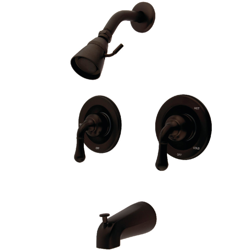 Kingston Brass KB675 Magellan Double-Handle Pressure Balanced Tub and Shower Faucet, Oil Rubbed Bronze