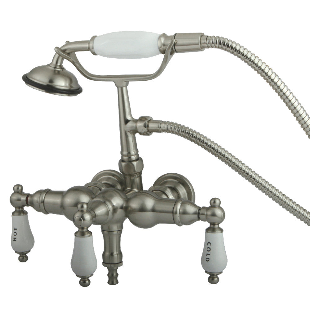 Kingston Brass CC21T8 Vintage 3-3/8-Inch Wall Mount Tub Faucet with Hand Shower, Brushed Nickel