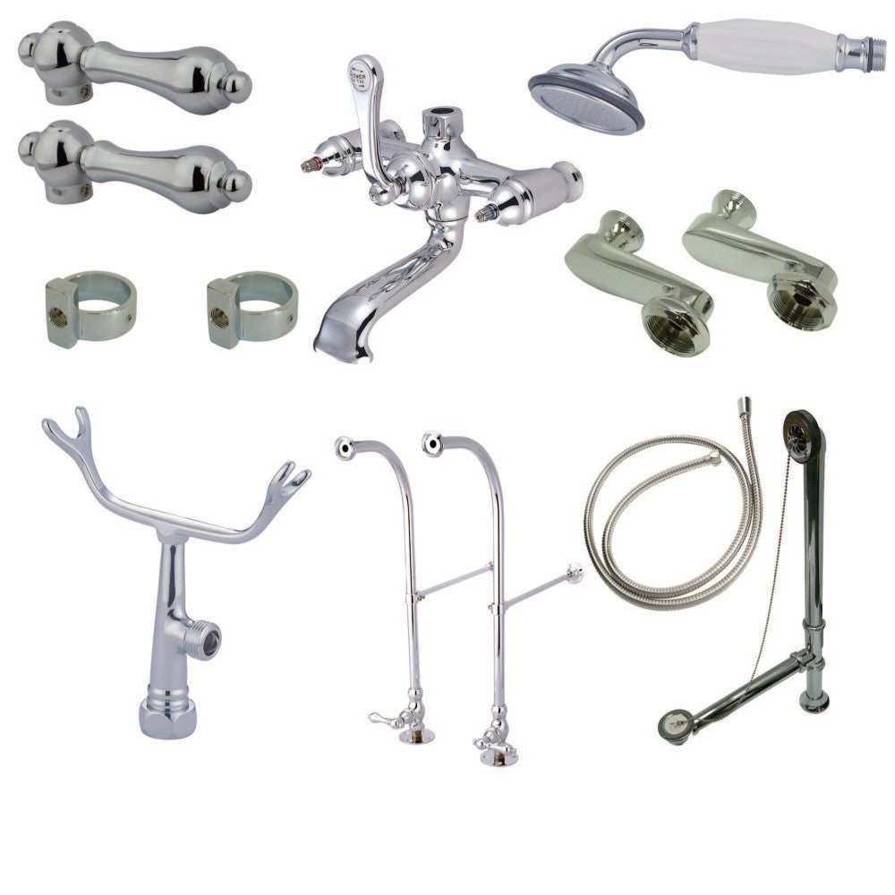 Kingston Brass CCK5101AL Vintage Freestanding Clawfoot Tub Faucet Package with Supply Line, Hand Shower and Tub Drain, Polished Chrome