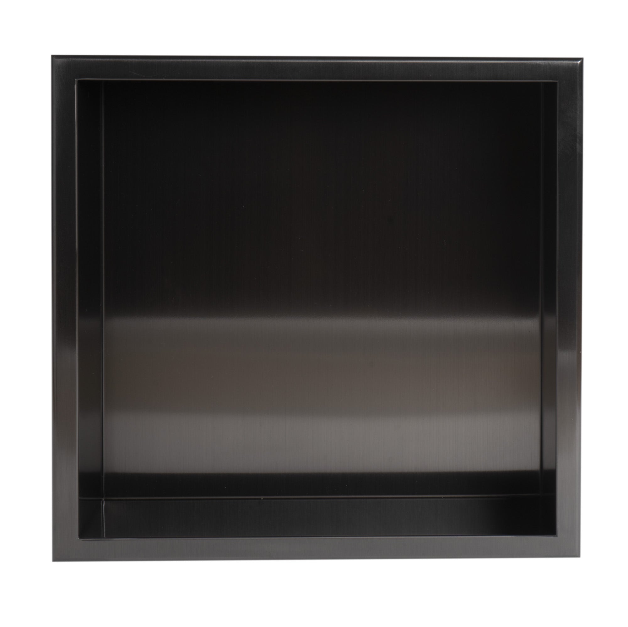 ALFI ABNP1616-BB 16" x 16" Brushed Black PVD Steel Square Single Shelf Shower Niche