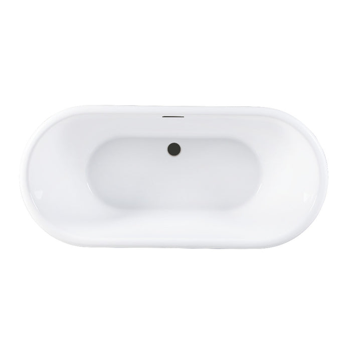 Kingston Brass VTDE713224C420 71" Acrylic Oval Double Ended Pedestal Tub with Drain (No Faucet Drillings), Glossy White/Matte Black
