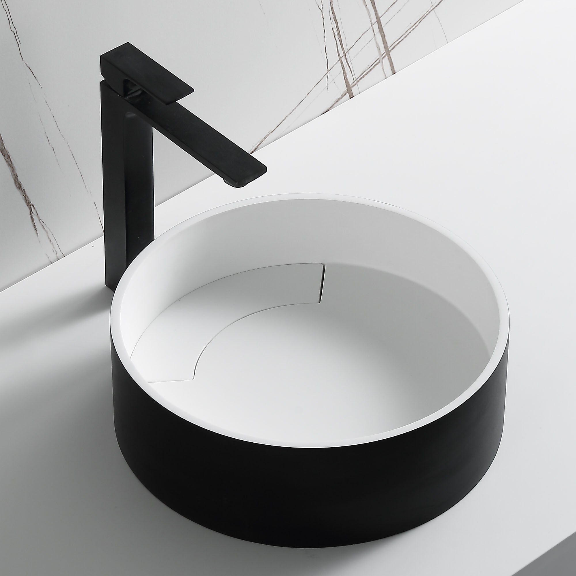 ALFI ABRS15RBM Black Matte 15" Round Solid Surface Resin Sink