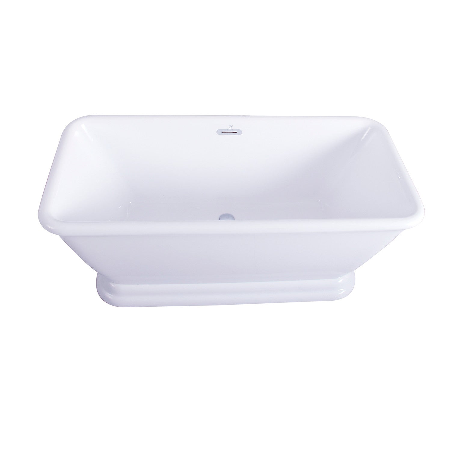 Aqua Eden VTSQ602824 60" Acrylic Oval Rectangular Double Ended Pedestal Tub with Drain (No Faucet Drillings), Glossy White
