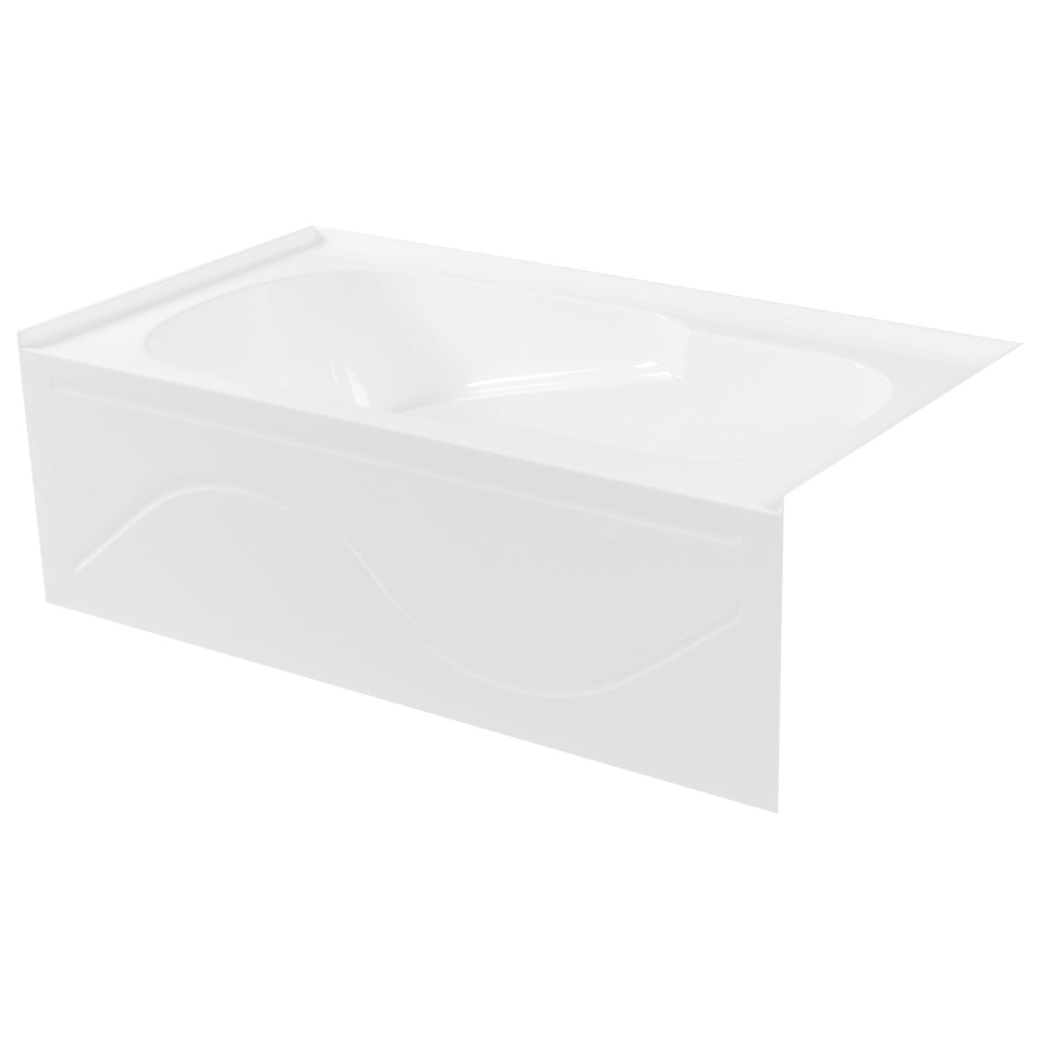 Aqua Eden VTAP603216R 60" Acrylic Rectangular 3-Wall Alcove Tub with Anti Skid and Right Hand Drain Hole, Glossy White