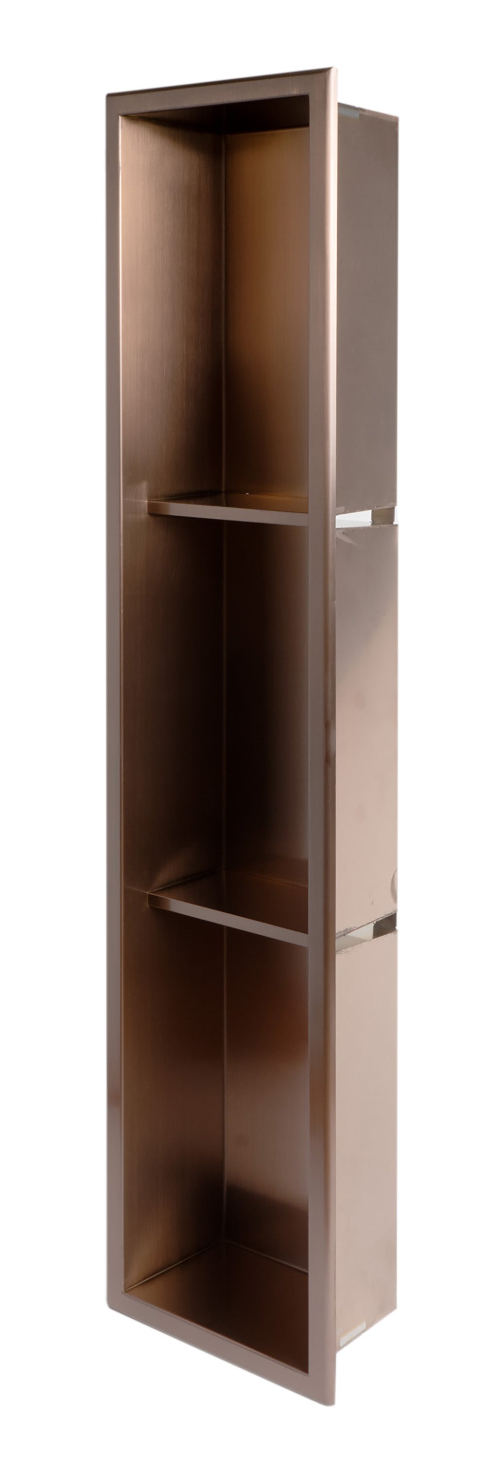 ALFI ABNP0836-BC 8" x 36" Brushed Copper PVD Stainless Steel Vertical Triple Shelf Shower Niche