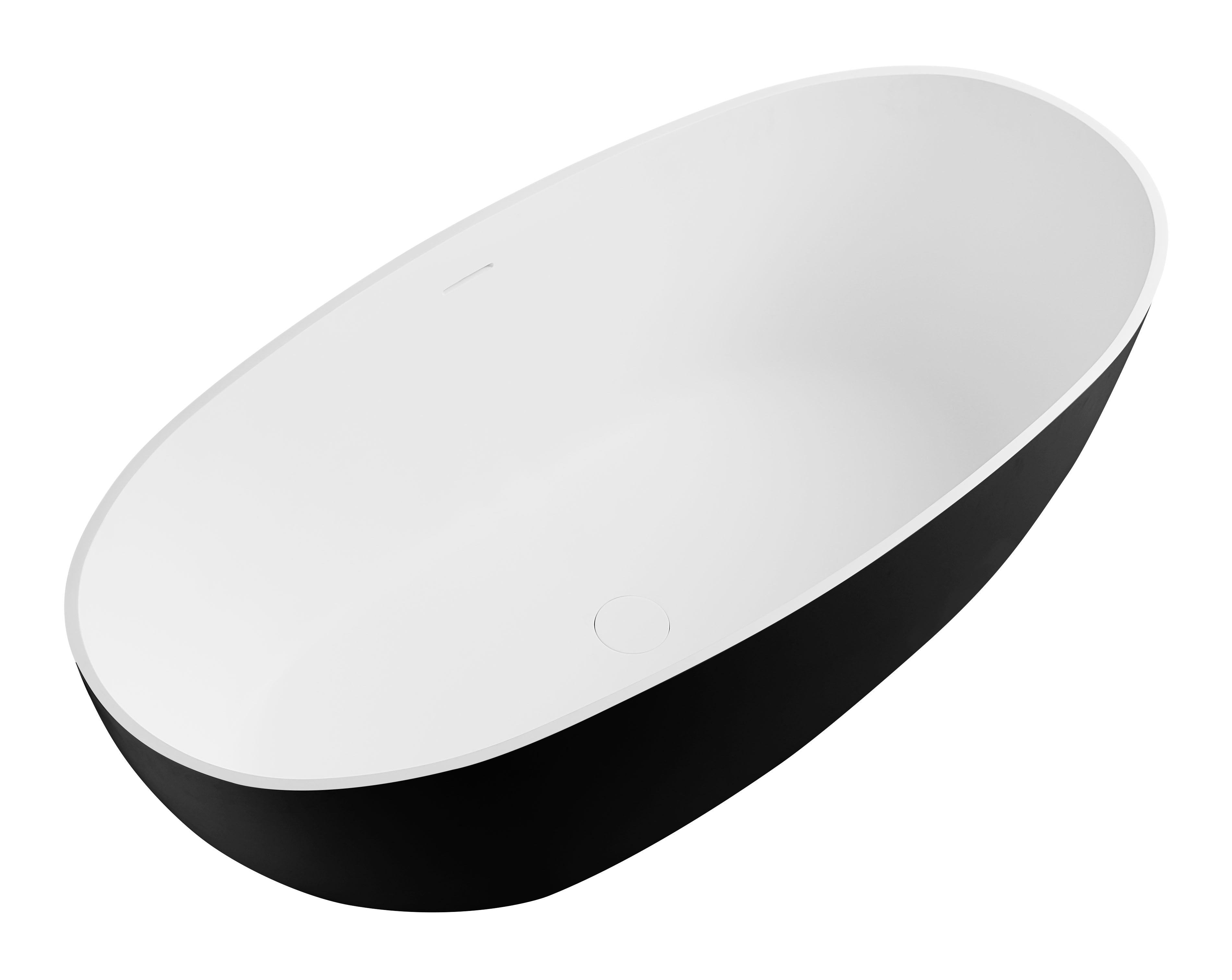 ALFI AB9975BM 59" Black & White Matte Oval Solid Surface Resin Soaking Bathtub