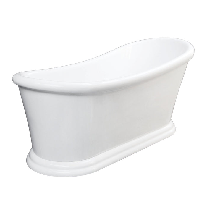 Aqua Eden VTSS672929 67" Acrylic Oval Single Slipper Pedestal Tub with Drain (No Faucet Drillings), Glossy White