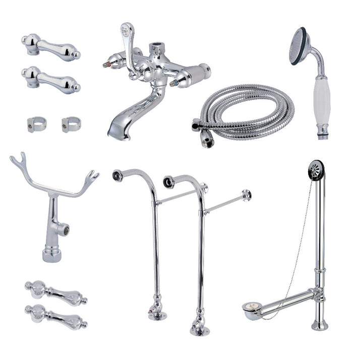 Kingston Brass CCK5171AL Vintage Freestanding Clawfoot Tub Faucet Package with Supply Line, Hand Shower and Tub Drain, Polished Chrome