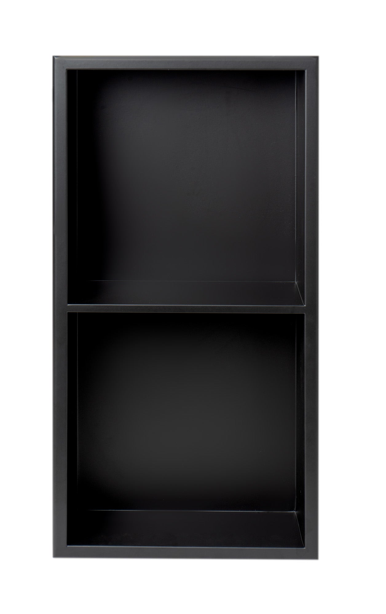 ALFI ABNC1224-BLA 12 x 24 Black Matte Stainless Steel Vertical Double Shelf Bath Shower Niche