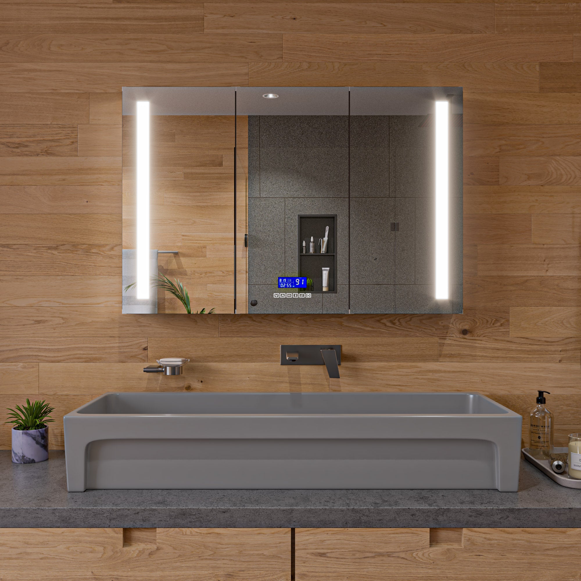 ALFI AB48TRGM 48" Grey Matte Above Mount Fireclay Bathroom Trough Sink