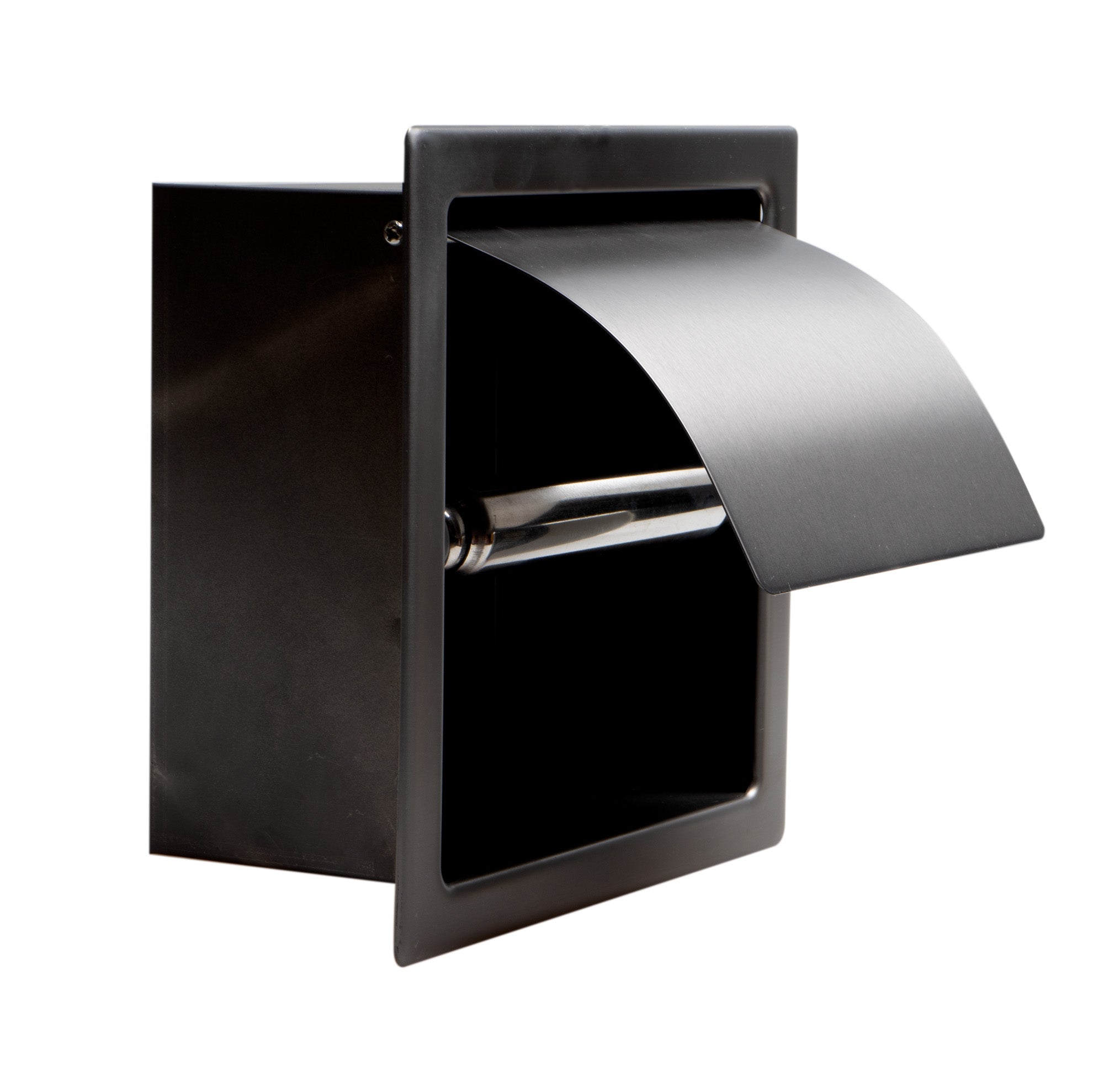 ALFI ABTPP77-BB PVD Brushed Black Stainless Steel Recessed Toilet Paper Holder with Cover