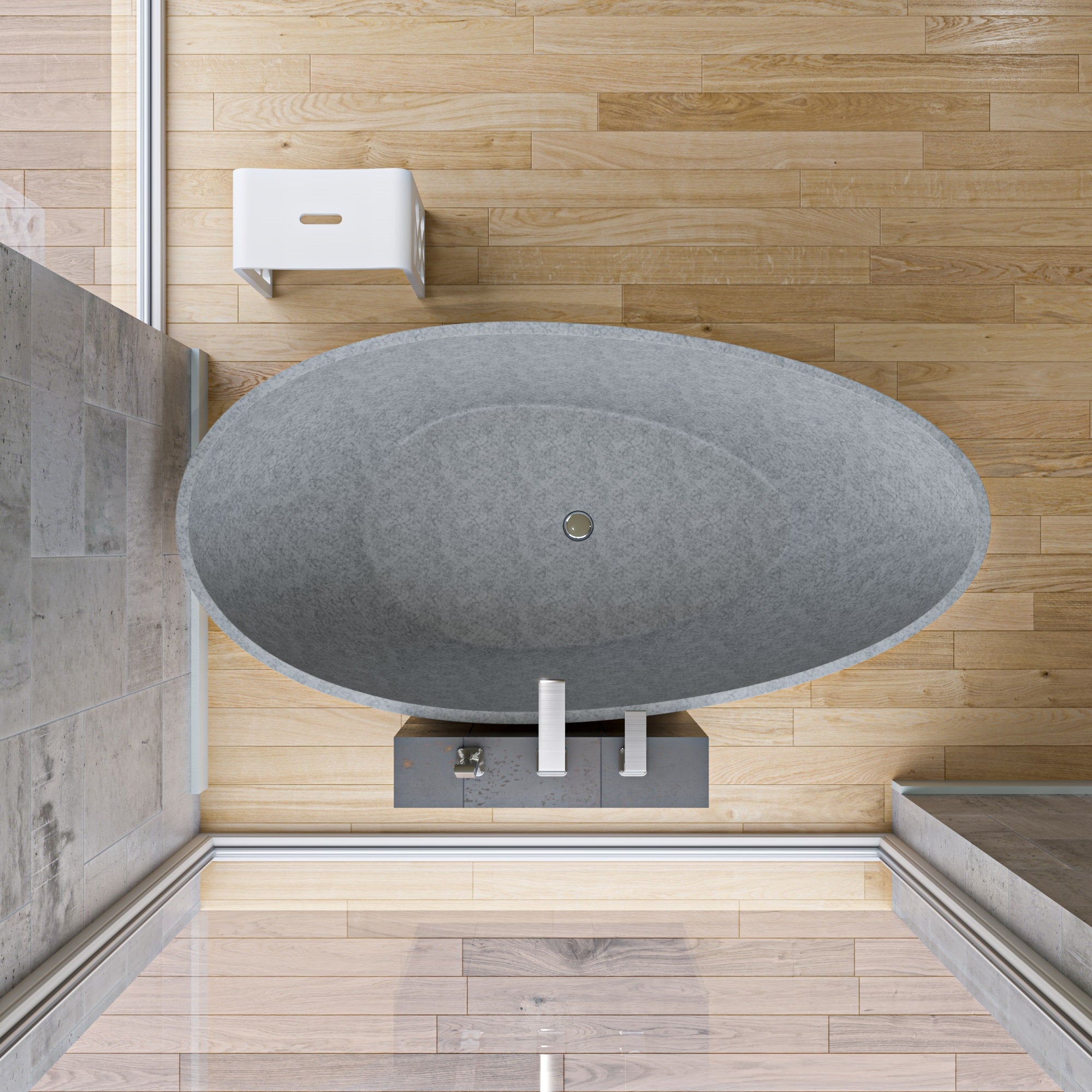 ALFI ABCO72TUB 72" Solid Concrete Tear Drop Freestanding Bathtub
