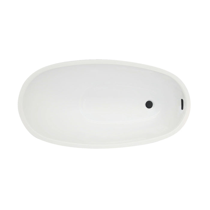 Kingston Brass VTRS482627C310 48" Acrylic Oval Single Slipper Freestanding Tub with Drain, Glossy White/Matte Black