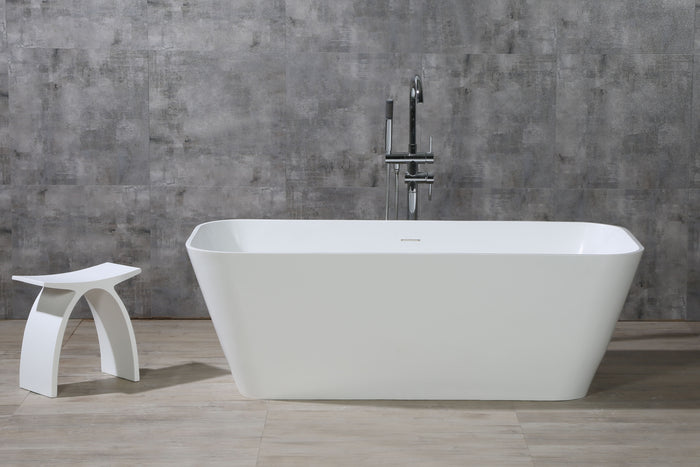 ALFI AB9952 67" White Rectangular Solid Surface Smooth Resin Soaking Bathtub