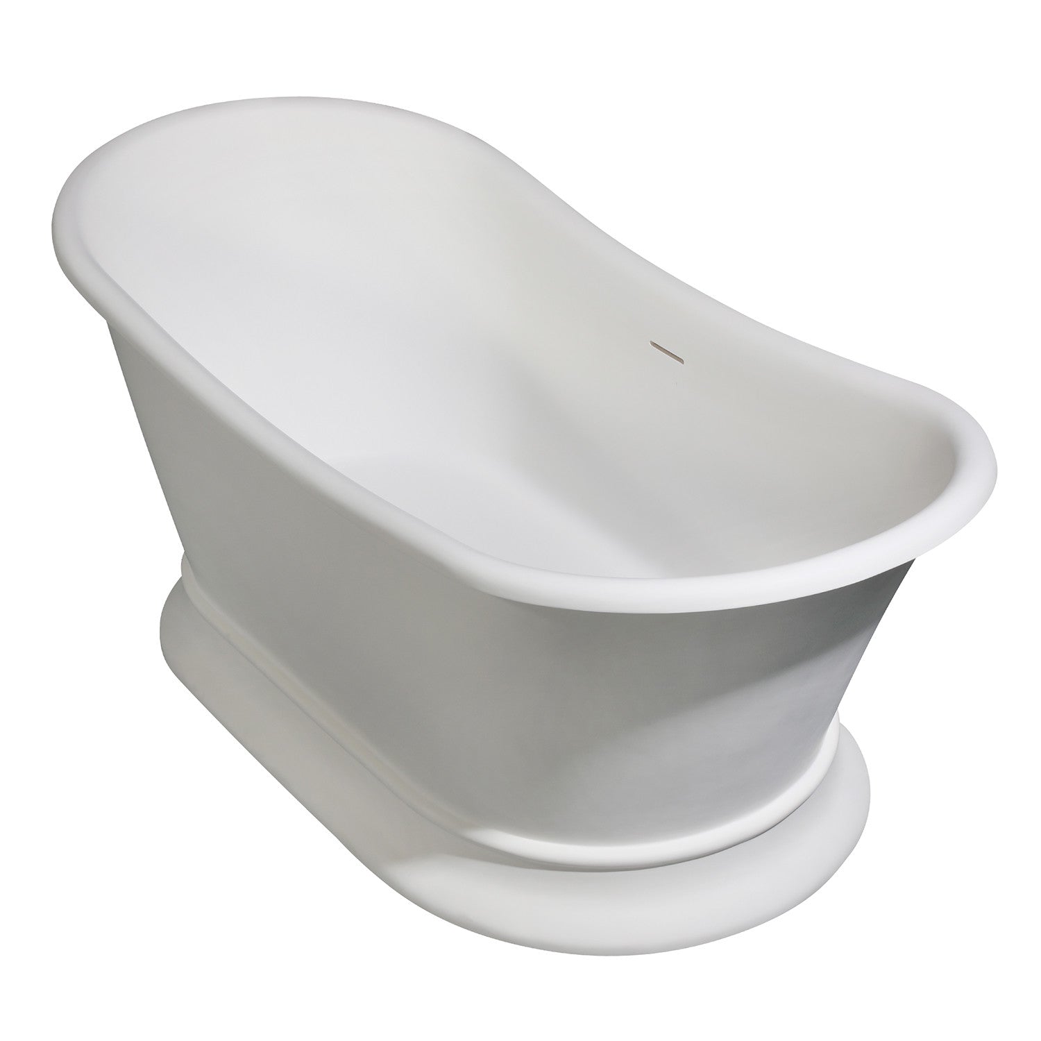 Aqua Eden VRTDS683027 68" Solid Surface Oval Double Slipper Pedestal Tub with Drain (No Faucet Drillings), Matte White/Glossy White