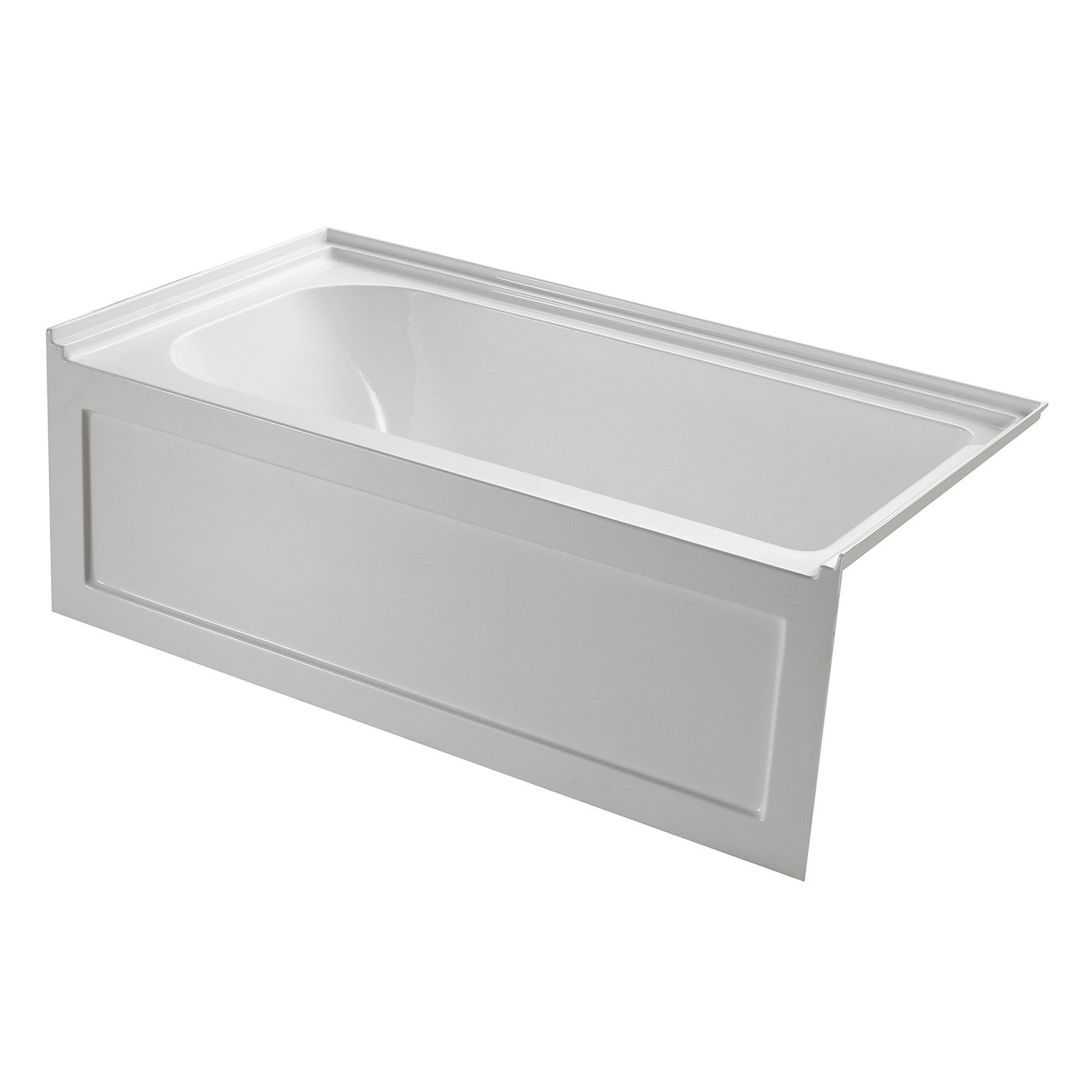 Aqua Eden VTAP6032R21A 60" Acrylic Rectangular 3-Wall Alcove Tub with Anti-Skid Surface, Right Hand Drain, Glossy White