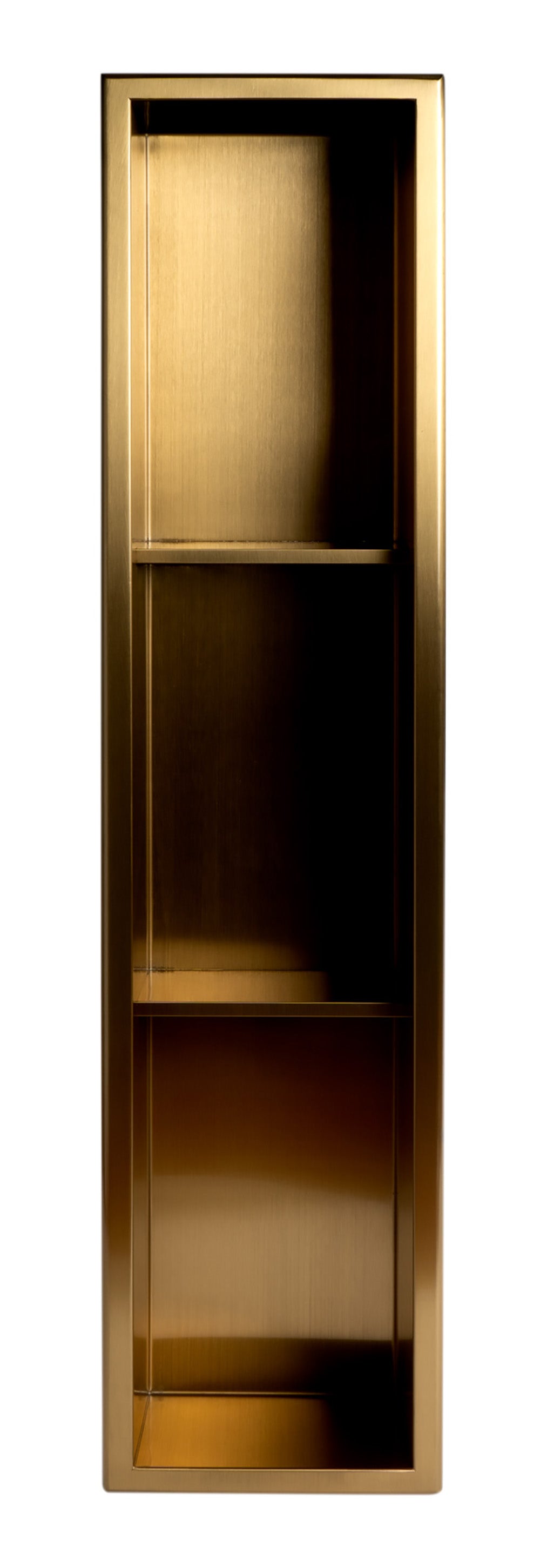 ALFI ABNP0836-BG 8" x 36" Brushed Gold PVD Stainless Steel Vertical Triple Shelf Shower Niche