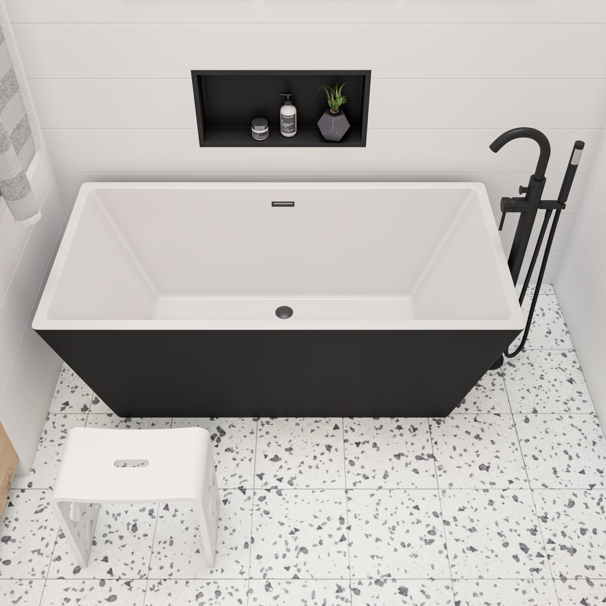 ALFI ABNC2412-BLA 24 x 12 Black Matte Stainless Steel Horizontal Single Shelf Bath Shower Niche