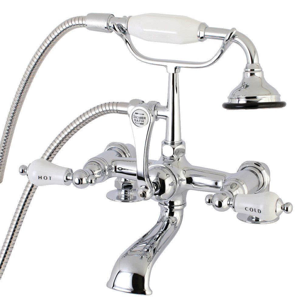 Aqua Vintage AE208T1 Aqua Vintage 7" Center Deck-Mount Clawfoot Tub Faucet with Hand Shower, Polished Chrome