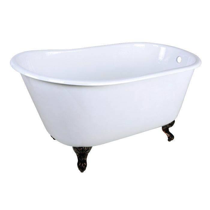 Aqua Eden VCTND4828NT5 48" Cast Iron Oval Single Slipper Clawfoot Tub (No Faucet Drillings), White/Oil Rubbed Bronze