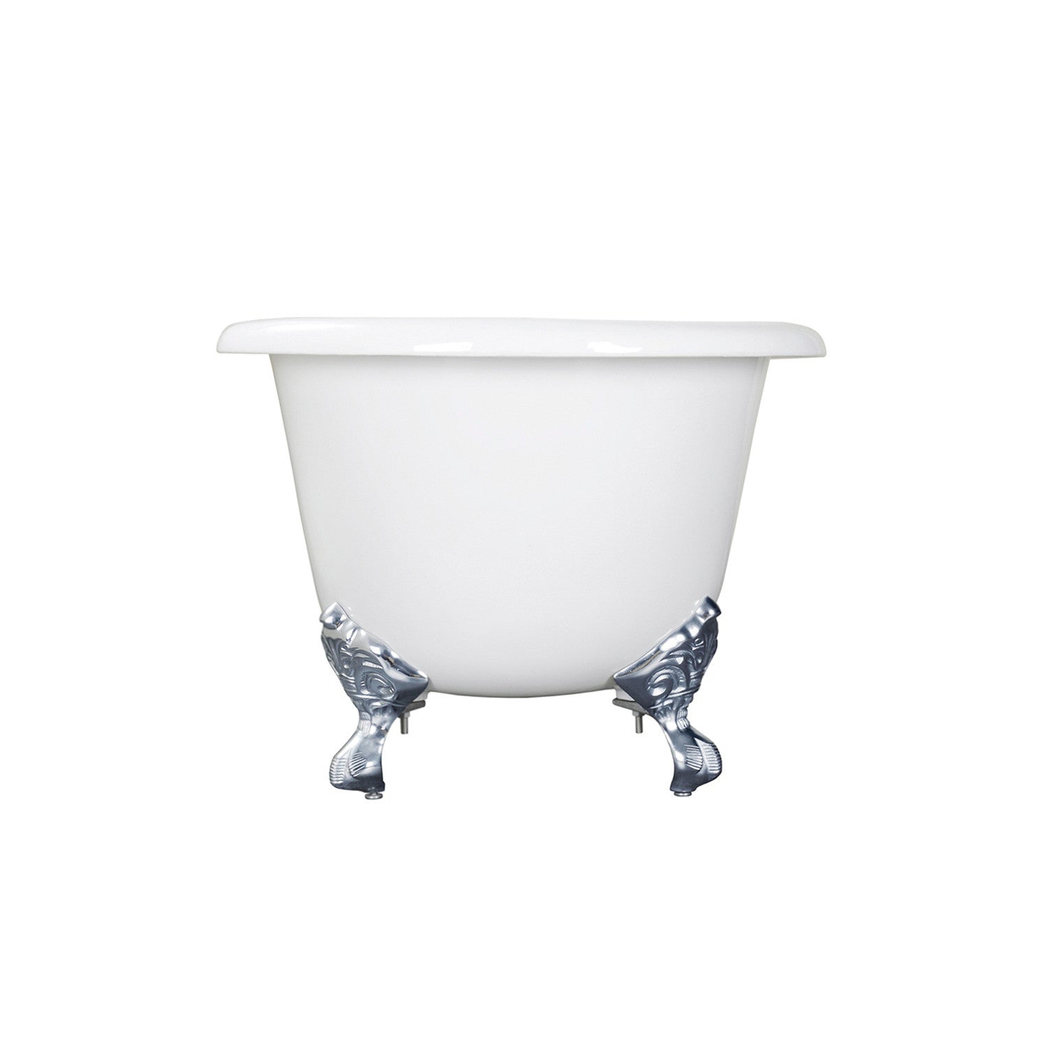 Aqua Eden VCT7D603017NB1 60" Cast Iron Oval Double Ended Clawfoot Tub (7" Faucet Drillings), White/Polished Chrome