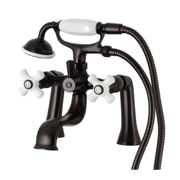 Kingston Brass KS228PXORB Kingston 7" Center Deck-Mount Clawfoot Tub Faucet with Hand Shower, Oil Rubbed Bronze