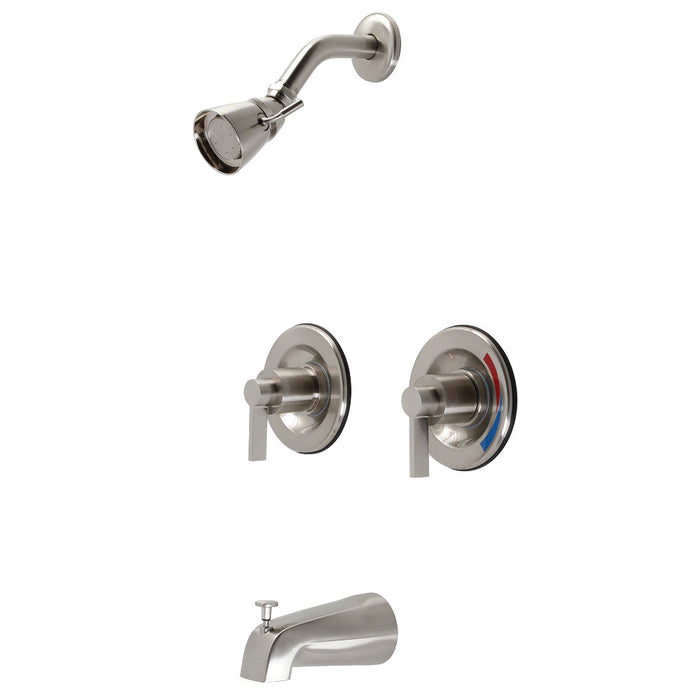 Kingston Brass KB668NDL NuvoFusion Double-Handle Pressure Balanced Tub and Shower Faucet, Brushed Nickel