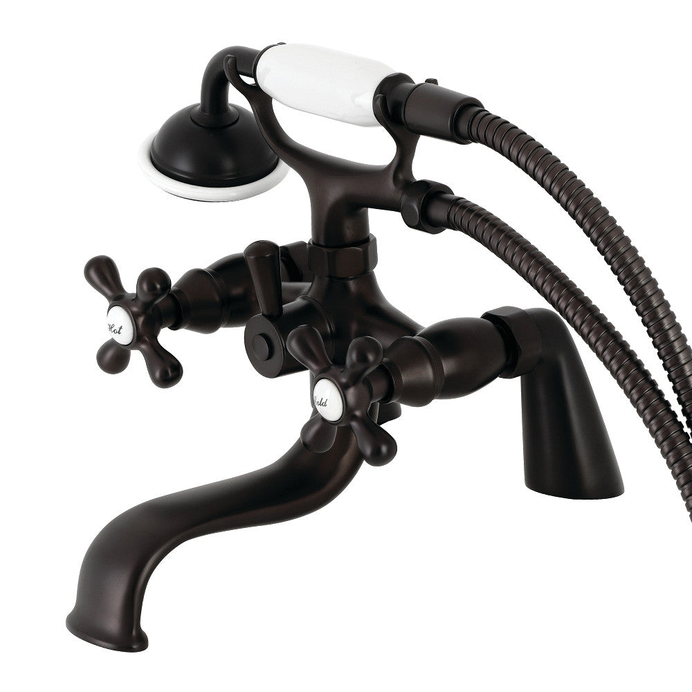 Kingston Brass KS227ORB Kingston 6" Center Deck-Mount Clawfoot Tub Faucet with Hand Shower, Oil Rubbed Bronze