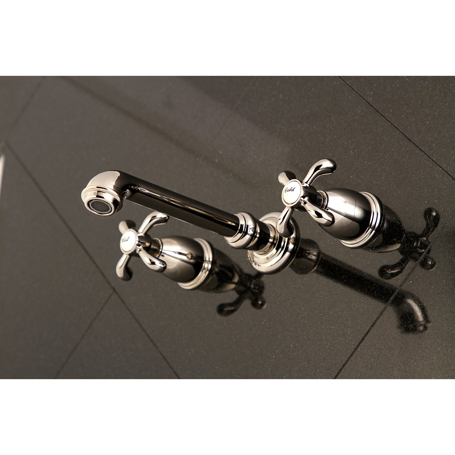 Kingston Brass KS7026TX French Country Two-Handle Wall Mount Roman Tub Faucet, Polished Nickel