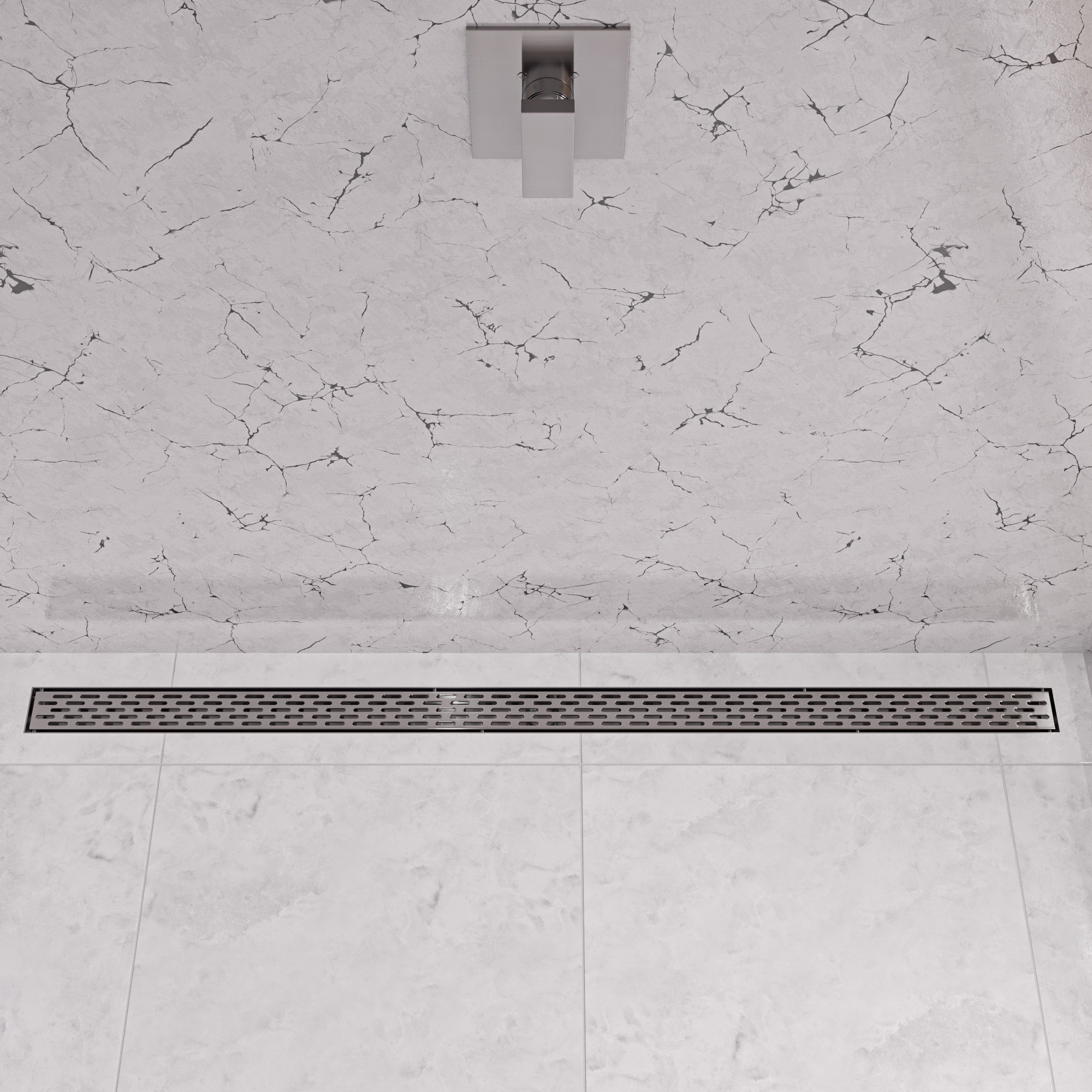 ALFI ABLD59C-BSS 59" Brushed Stainless Steel Linear Shower Drain with Groove Holes