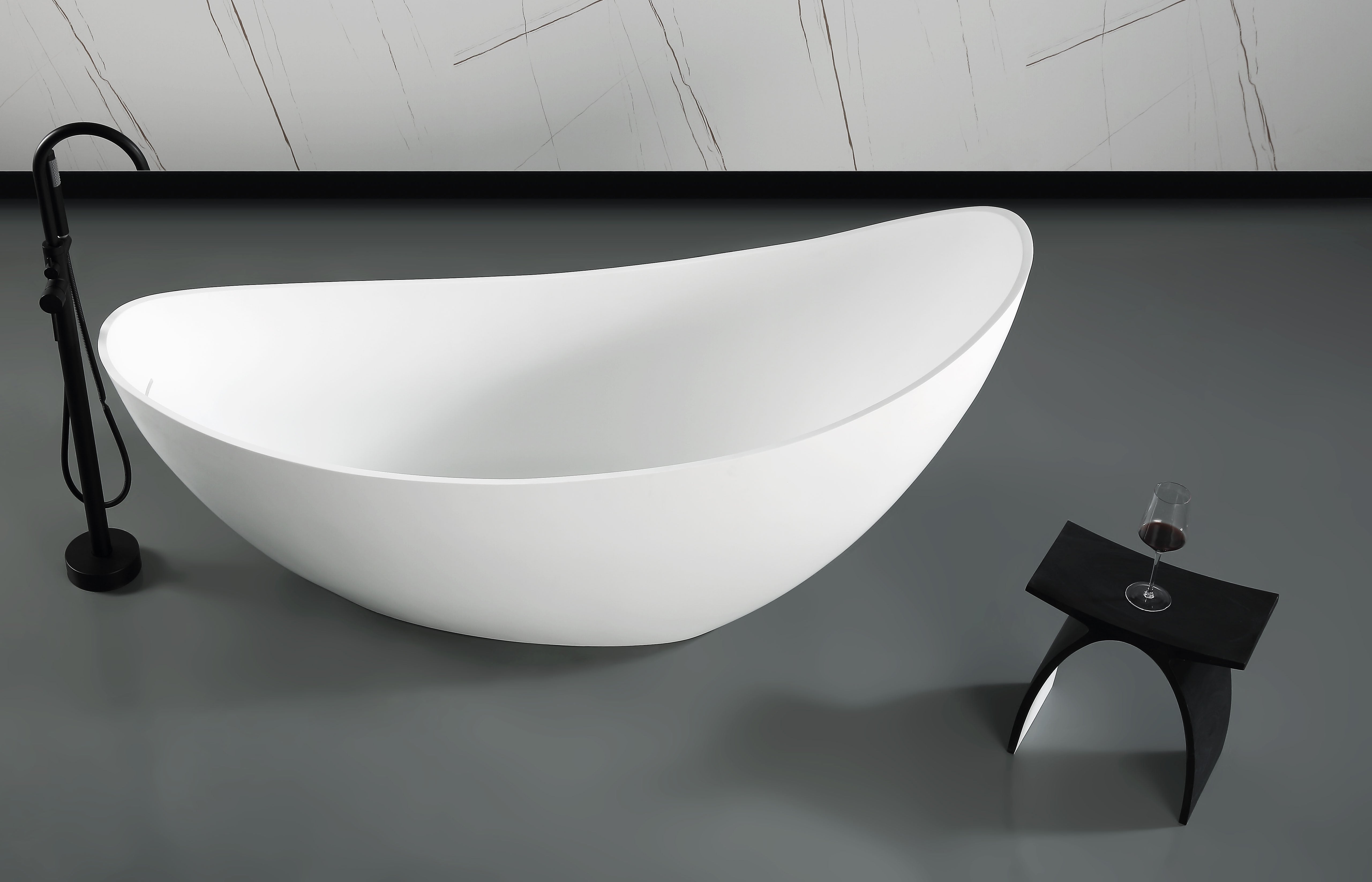 ALFI ABST77BM Black Matte Arched Solid Surface Resin Bathroom / Shower Stool