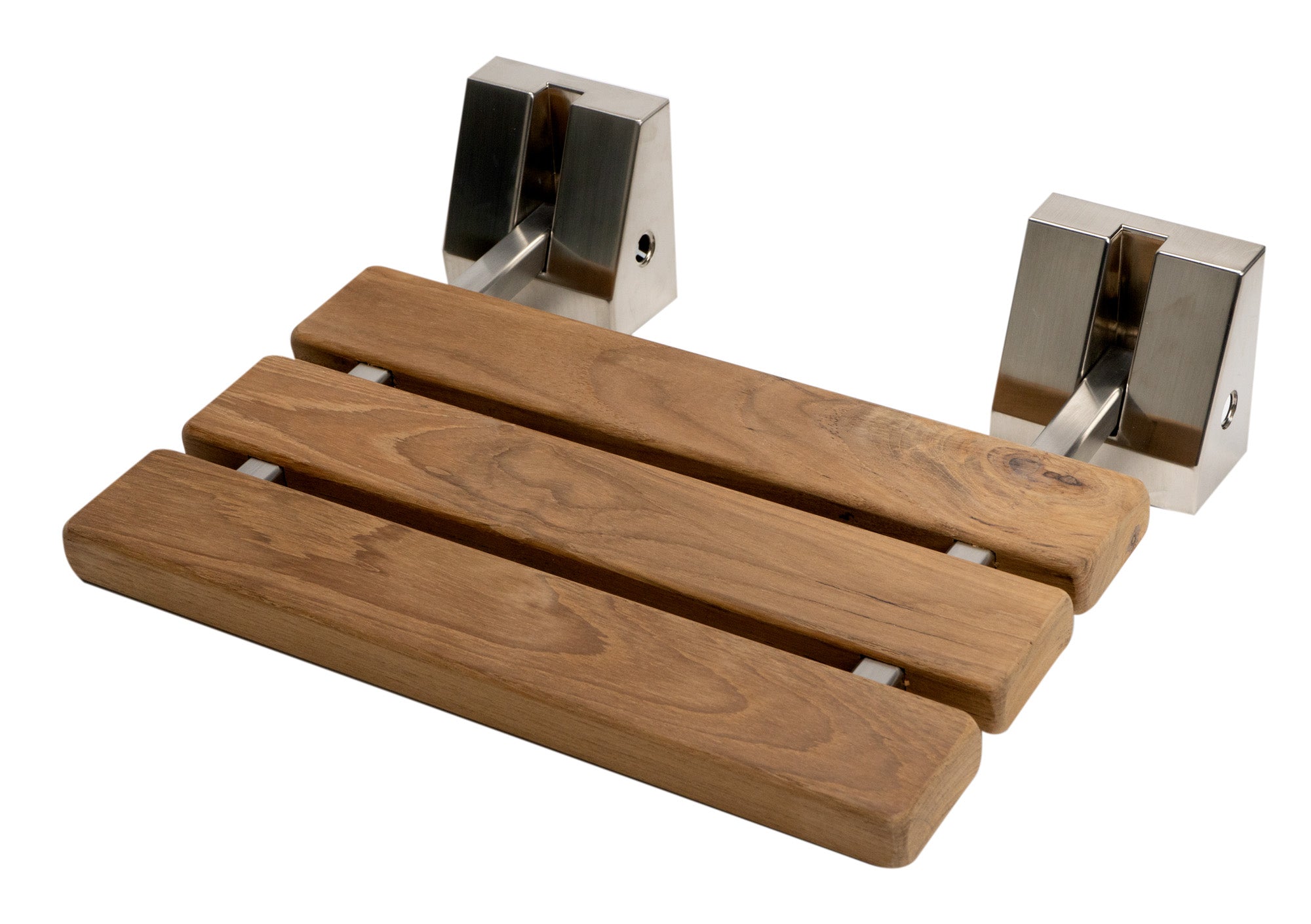ALFI ABS16S-BN Brushed Nickel 16" Folding Teak Wood Shower Seat Bench