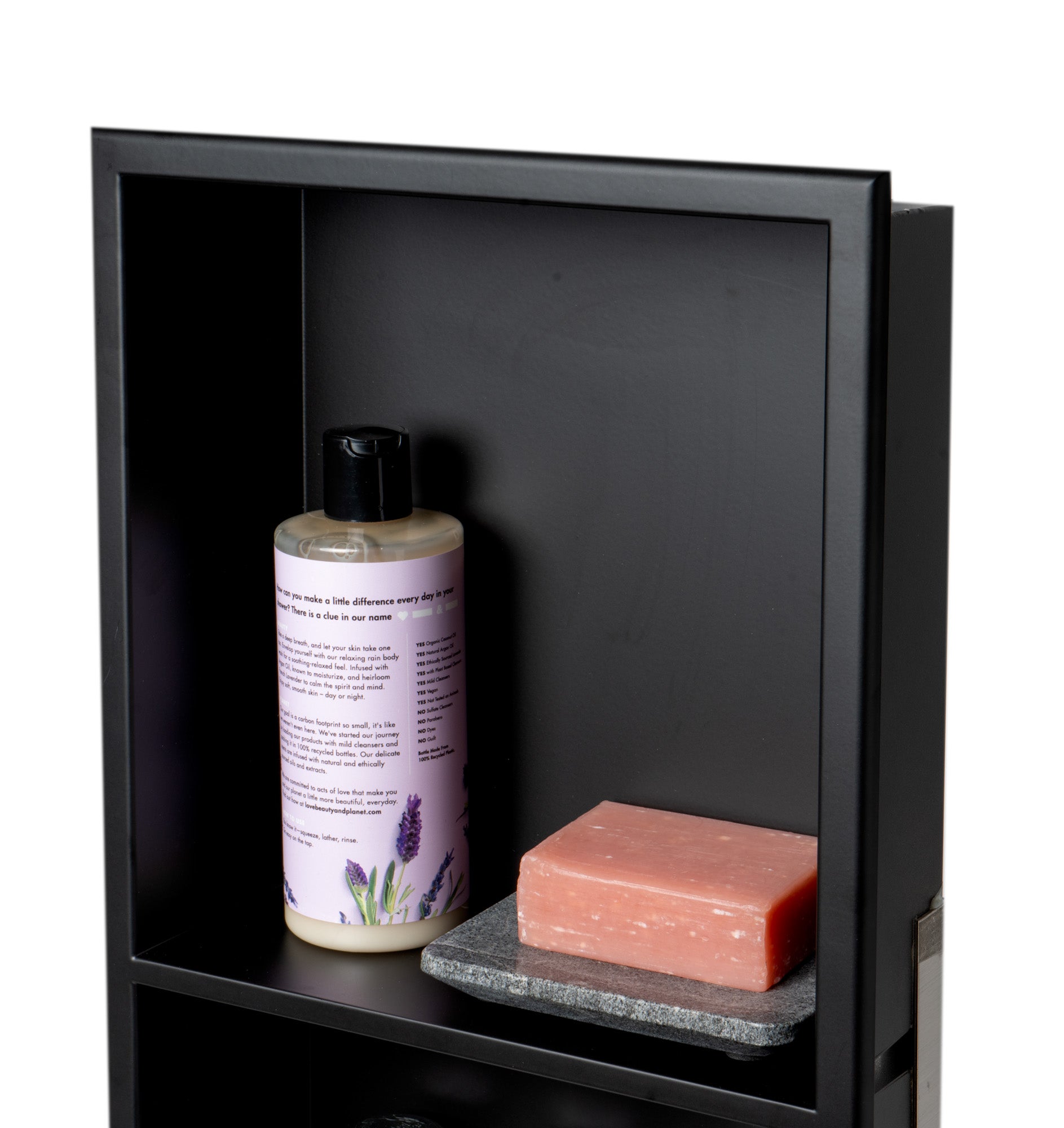 ALFI ABNC1224-BLA 12 x 24 Black Matte Stainless Steel Vertical Double Shelf Bath Shower Niche