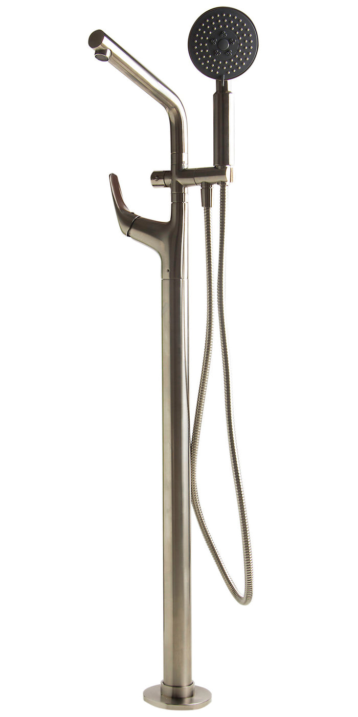 ALFI AB2758-BN Brushed Nickel Floor Mounted Tub Filler + Mixer /w additional Hand Held Shower Head