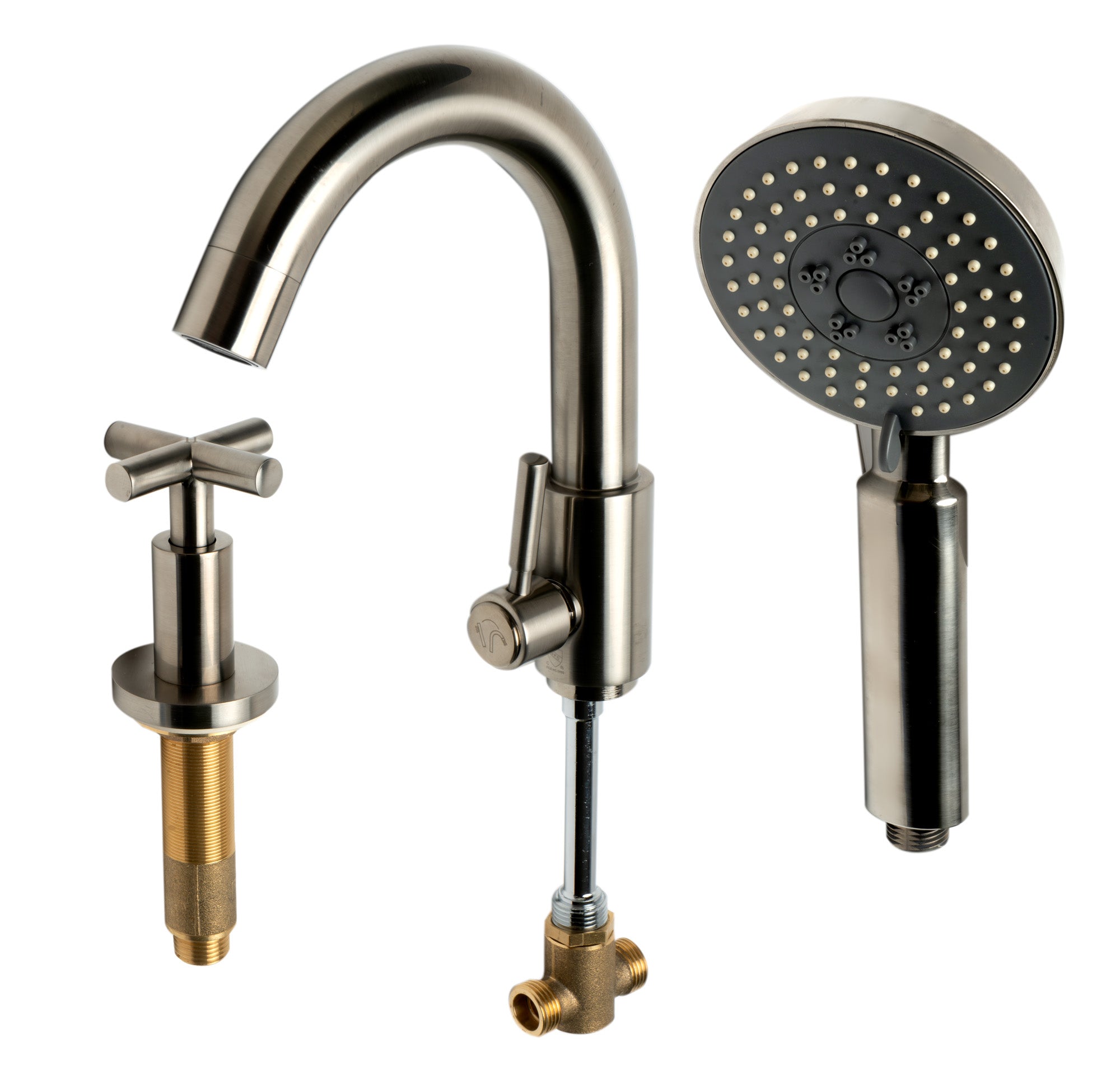 ALFI AB2503-BN Brushed Nickel Deck Mounted Tub Filler with Hand Held Showerhead