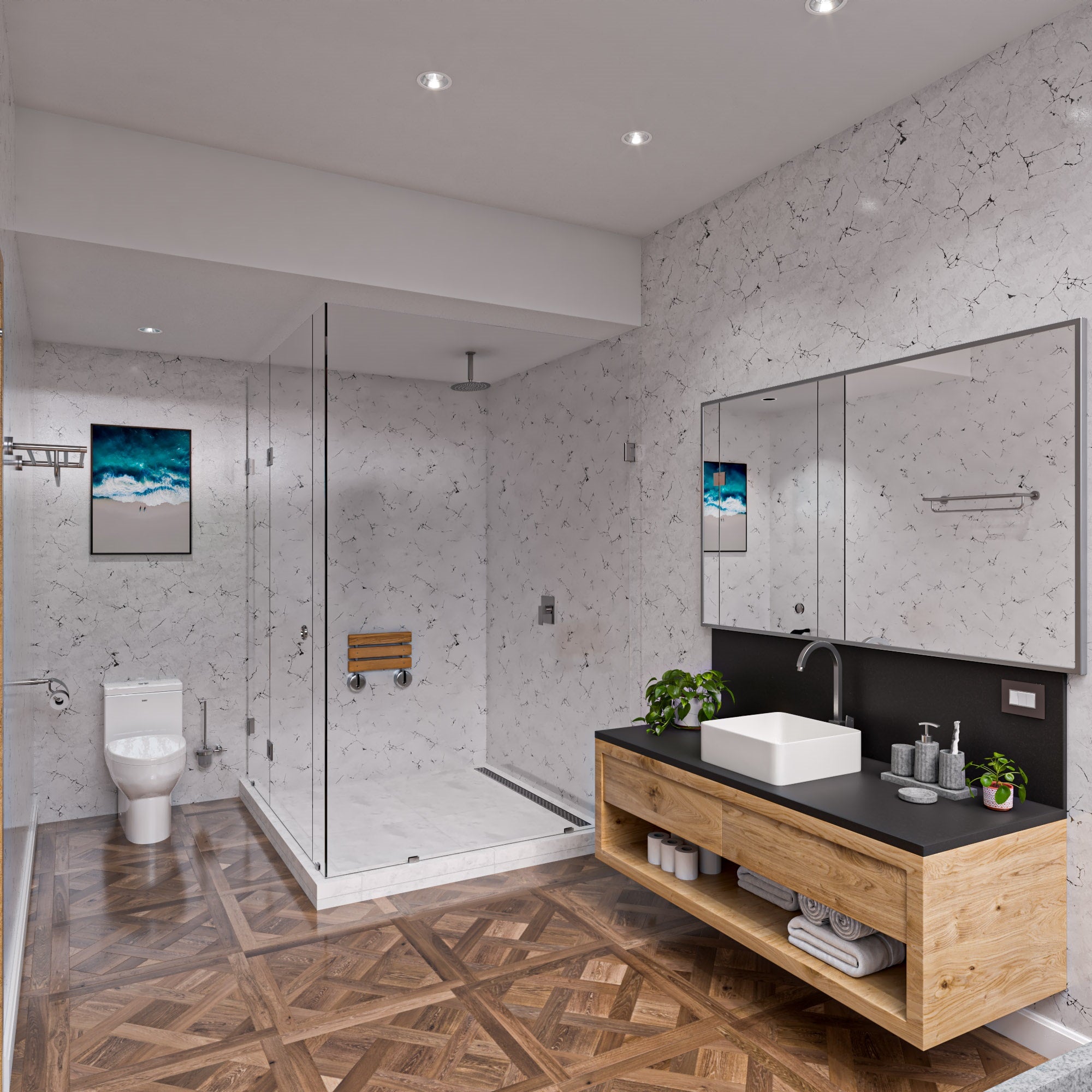 ALFI ABCO1001 5 Piece Solid Concrete Gray Matte Bathroom Accessory Set