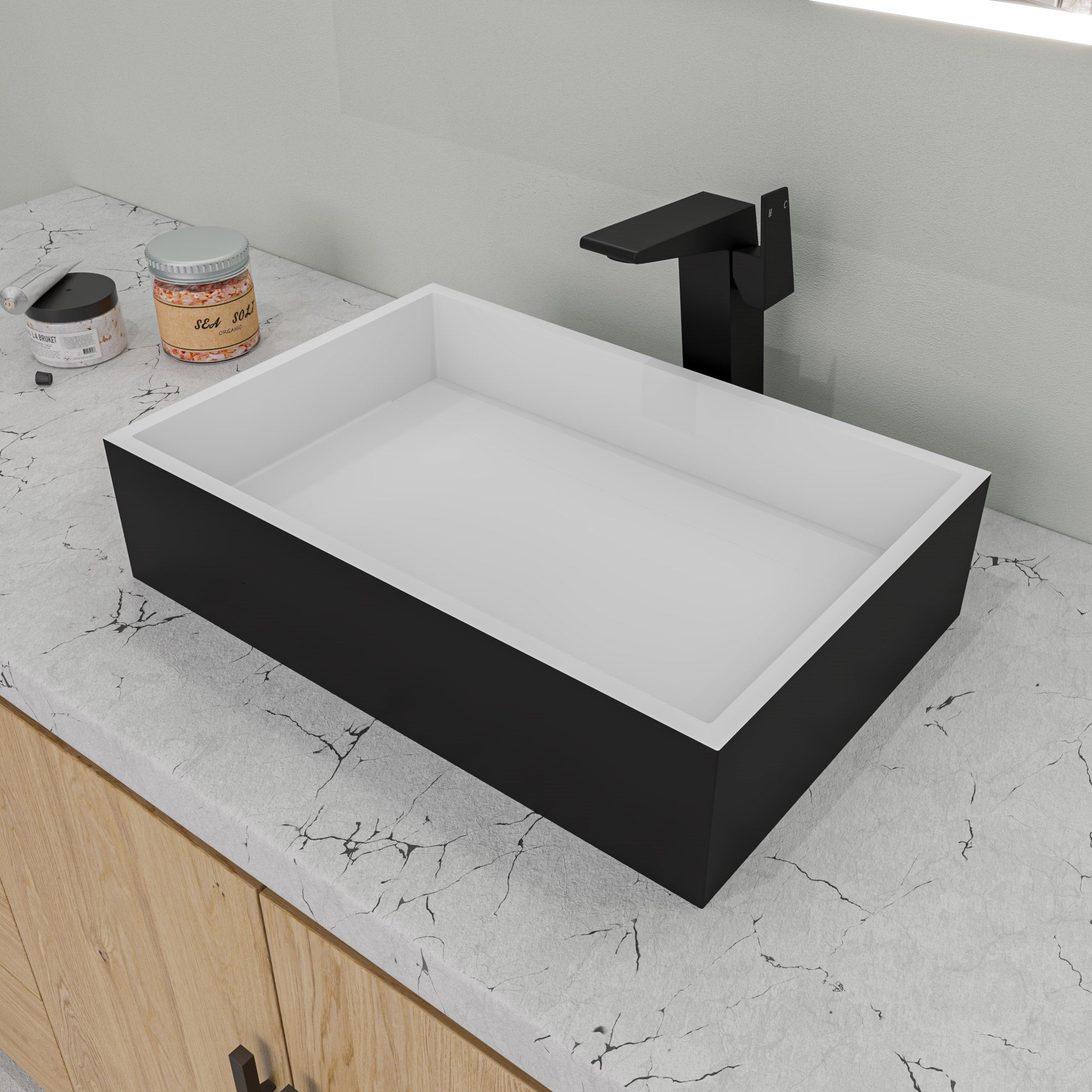 ALFI AB1475-BM Black Matte Single Hole Tall Bathroom Faucet
